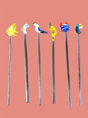 SWIZZLE STICKS - GLASS - SET OF 6